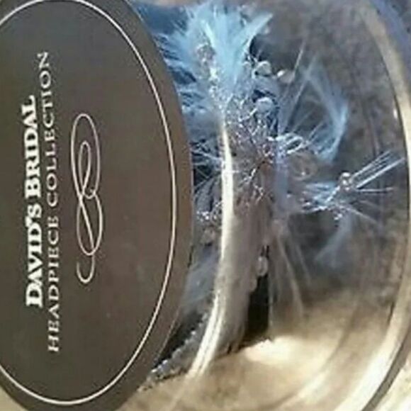 David's Bridal Silver Bling Headpiece W/ Feathers - Picture 3 of 8